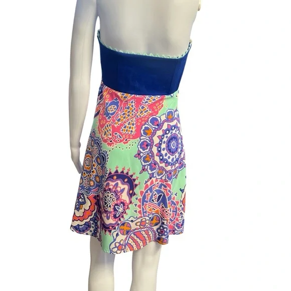 Judith March Women’s Blue Pink Strapless Fit and Flare Dress Sz. Medium - Picture 4 of 6